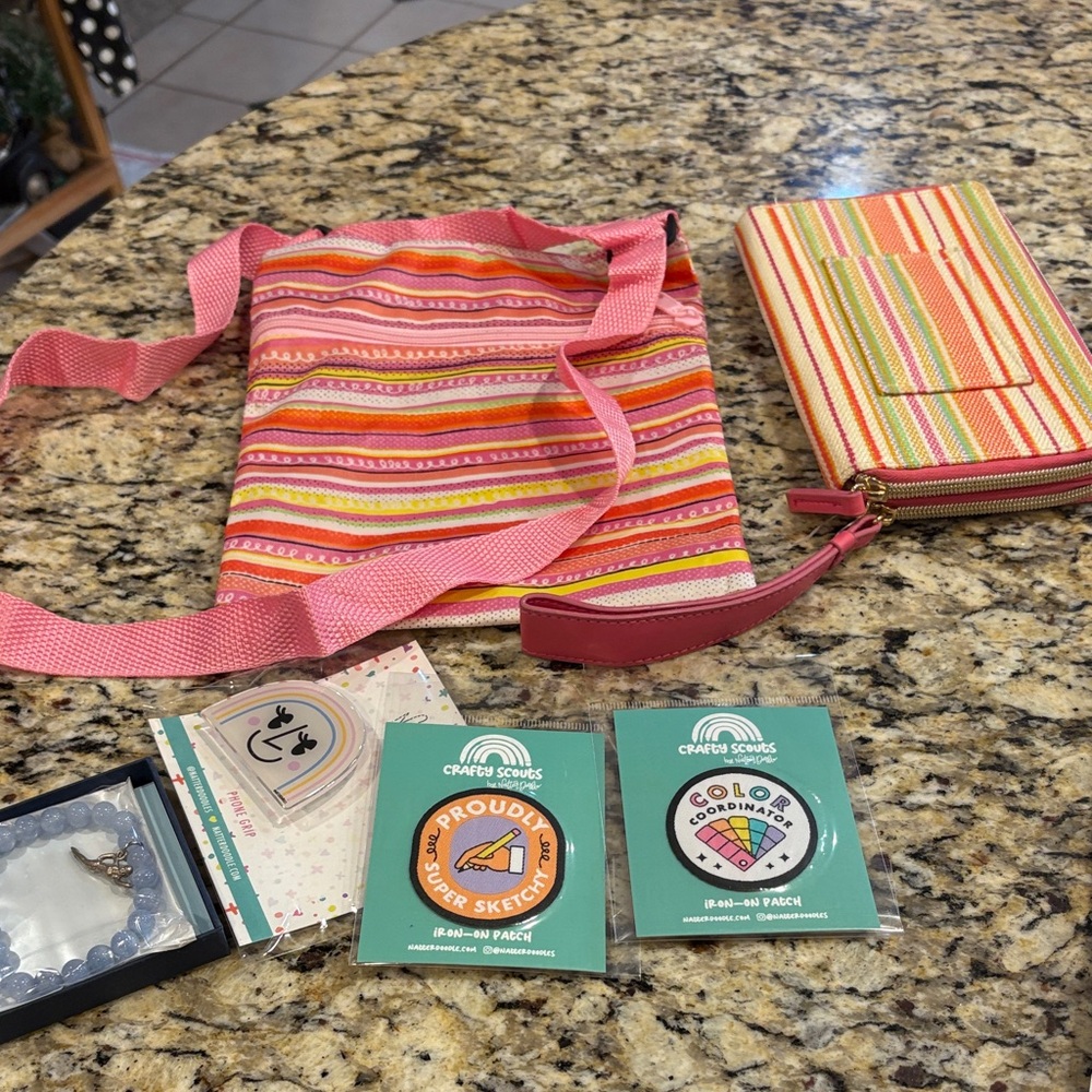 Colorful Striped Bag and Wallet Set